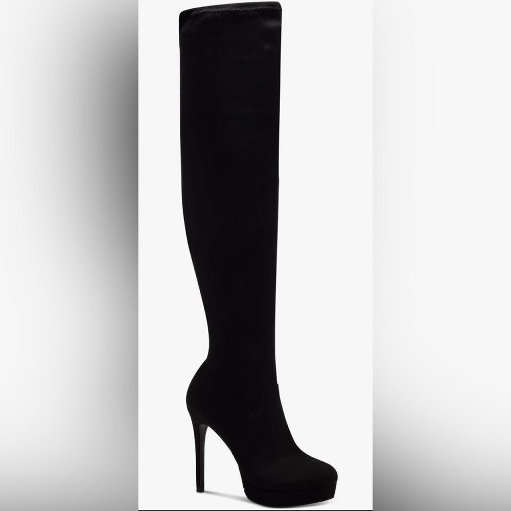 Thalia Sodi Clarissa Over-the-Knee Boots in Black Microfiber - Picture 2 of 15